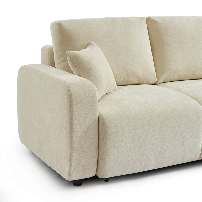 Livio - Canapé D'Angle 4 Places - Tissu Beige