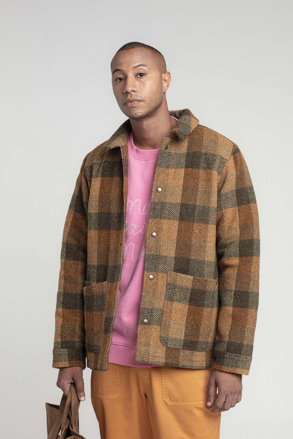 Vardin Patchwork Wool Jacket - Brown - Men