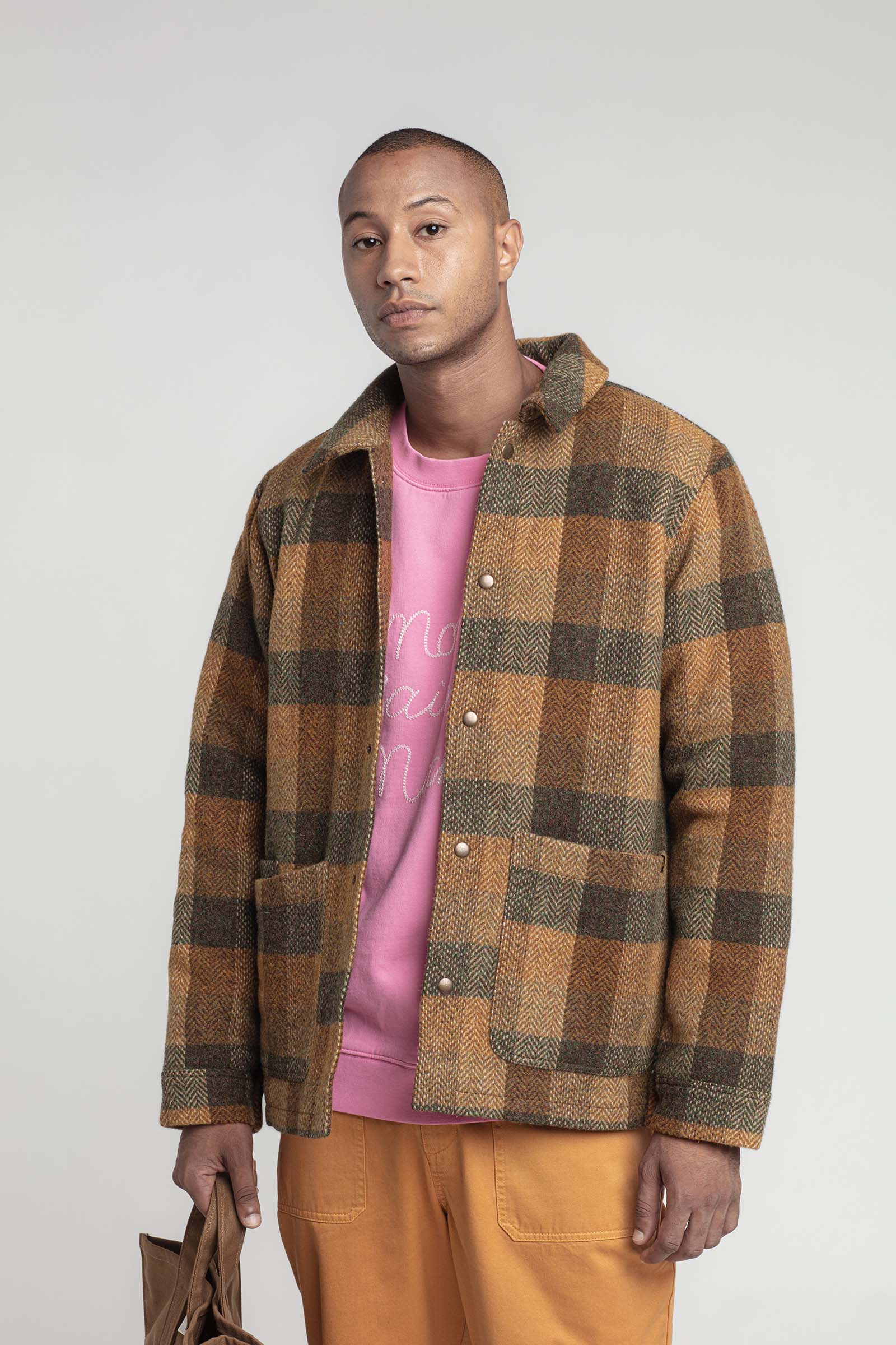 Vardin Patchwork Wool Jacket - Brown - Men