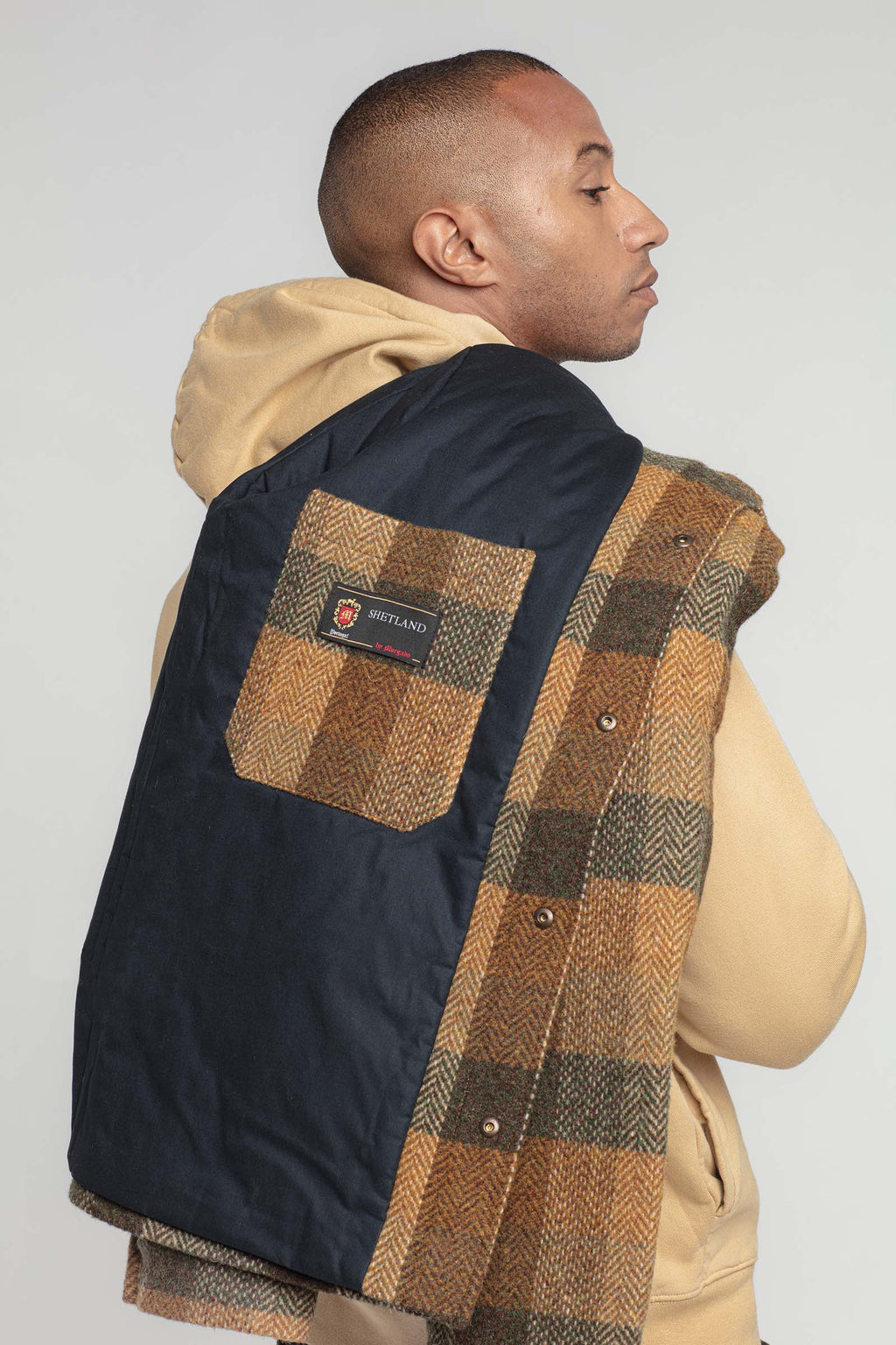 Vardin Patchwork Wool Jacket - Brown - Men