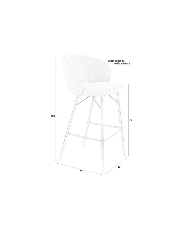 Joa - Bar & Counter Stool - Polyester - Terracotta/Brown
