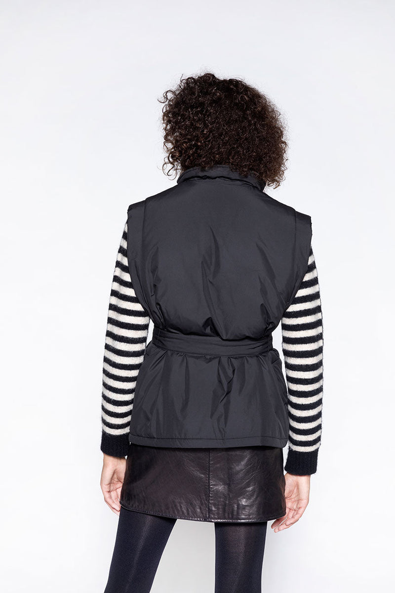 Gilet Ouatiné En Tissu Déperlant Noir