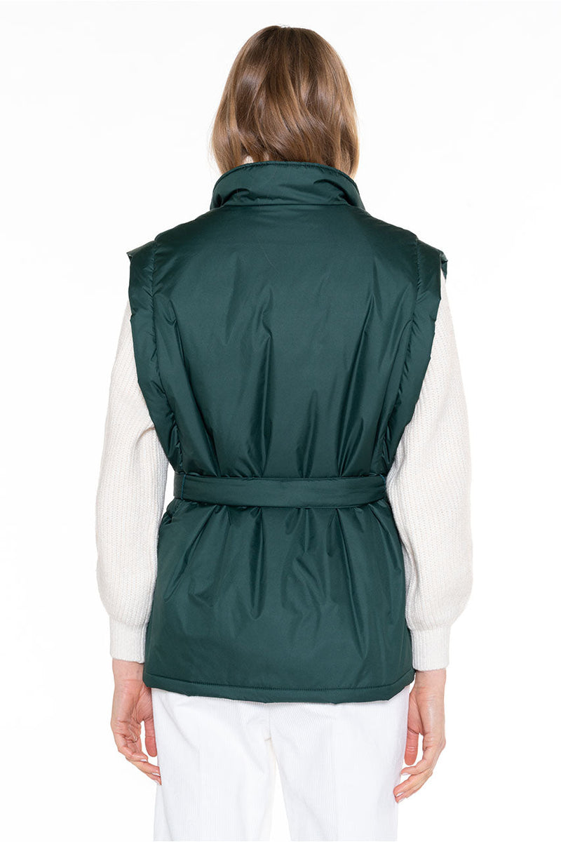 Gilet Ouatiné En Tissu Déperlant Vert