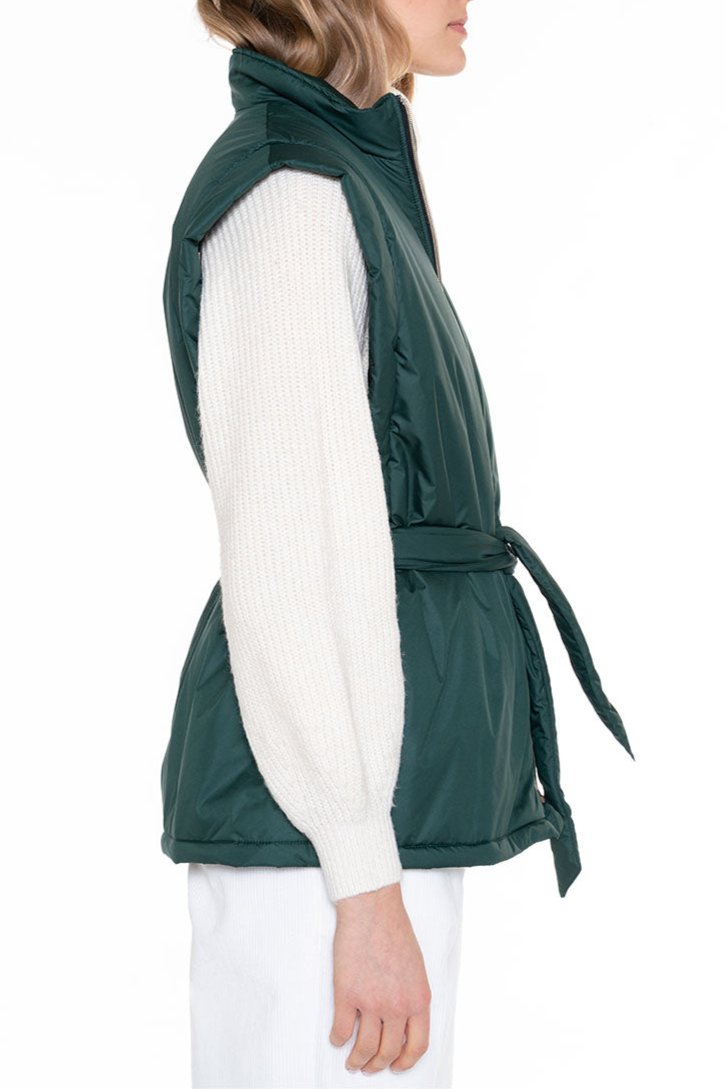 Gilet Ouatiné En Tissu Déperlant Vert