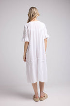 Vestido midi de manga corta - Crudo