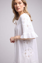Vestido midi de manga corta - Crudo