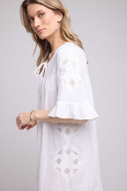 Vestido midi de manga corta - Crudo