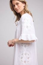Vestido midi de manga corta - Crudo