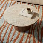 Lofa - Table Basse - Plateau Céramique Effet Travertin - Vert