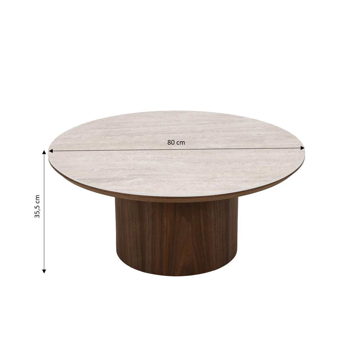 Lofa - Table Basse - Plateau Céramique Effet Travertin - Vert
