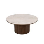 Lofa - Table Basse - Plateau Céramique Effet Travertin - Vert