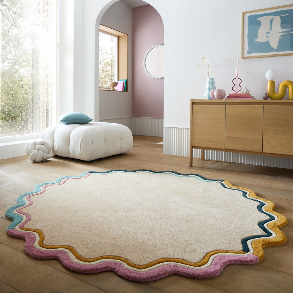 Lois Scallop Round Wool Rug