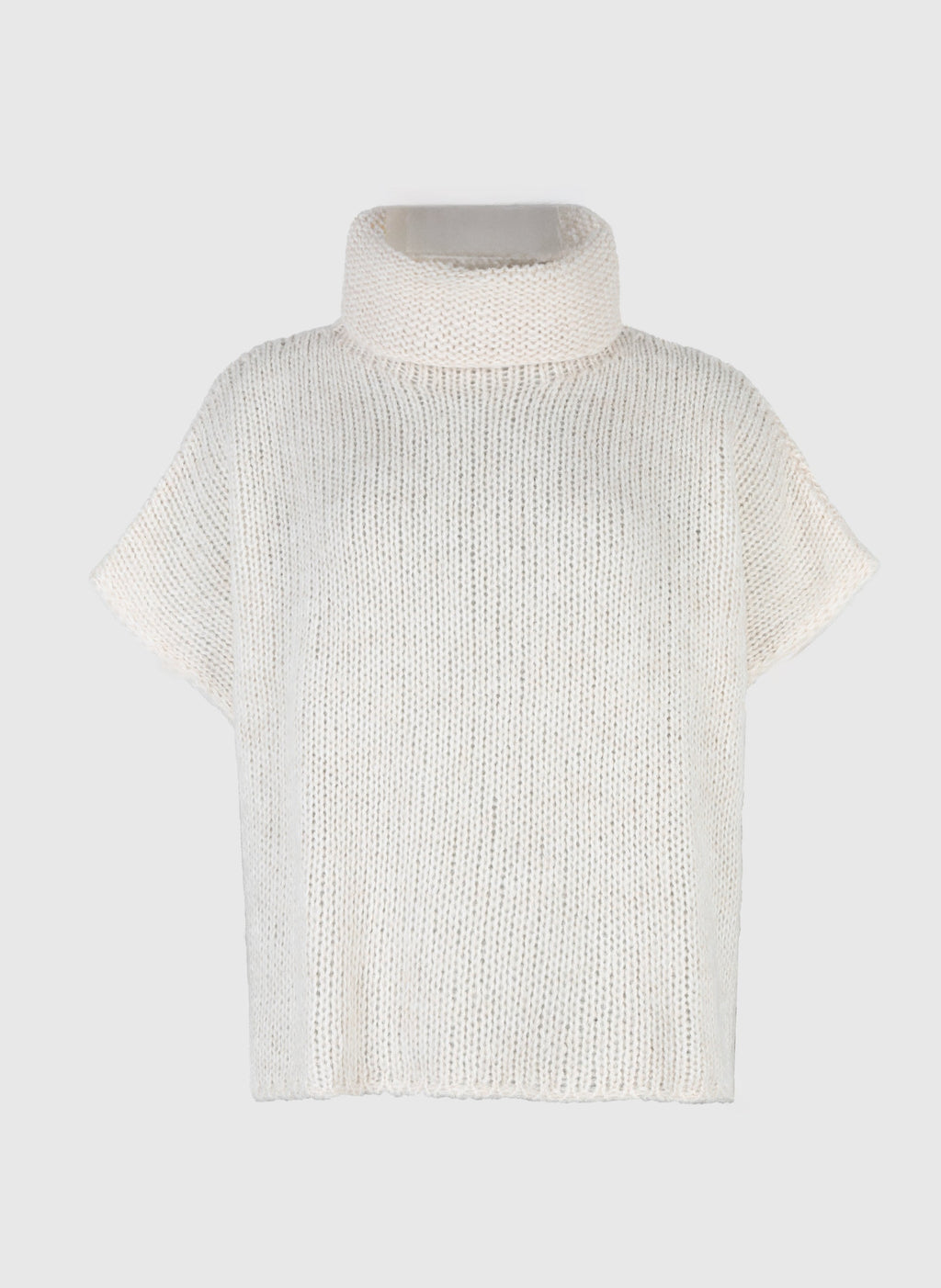 An'ge – Pull Loko Ecru, pull blanc cassé en maille à col roulé et manches courtes
