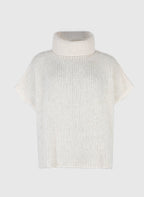 An'ge – Pull Loko Ecru, pull blanc cassé en maille à col roulé et manches courtes