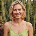 Loulou Clip-On Earrings – Orange and Gold