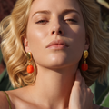 Loulou Clip-On Pendant Earrings – Orange and Gold