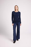 Pull Col Rond Etoiles Lola - Bleu Marine Lurex Multicolor