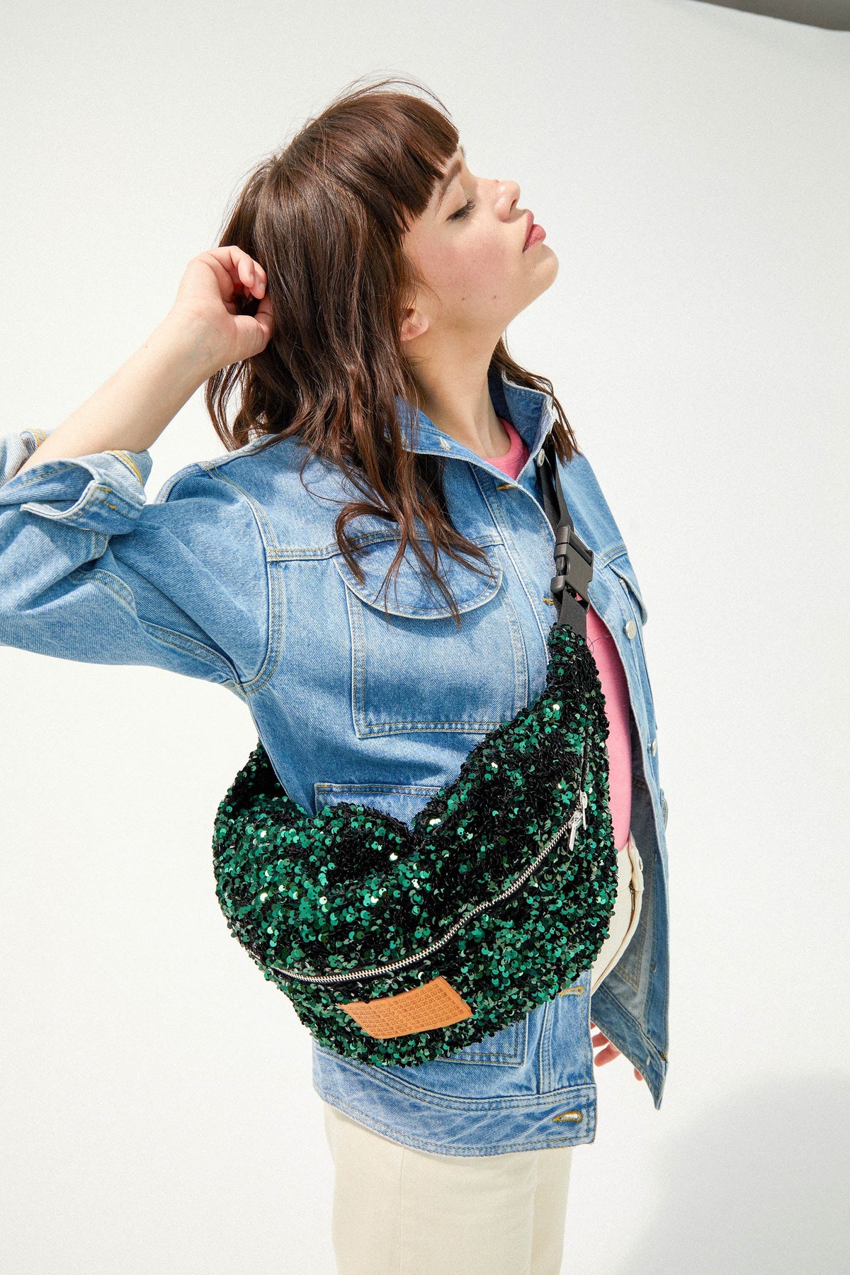 SAC BANANA SEQUINS VERTS