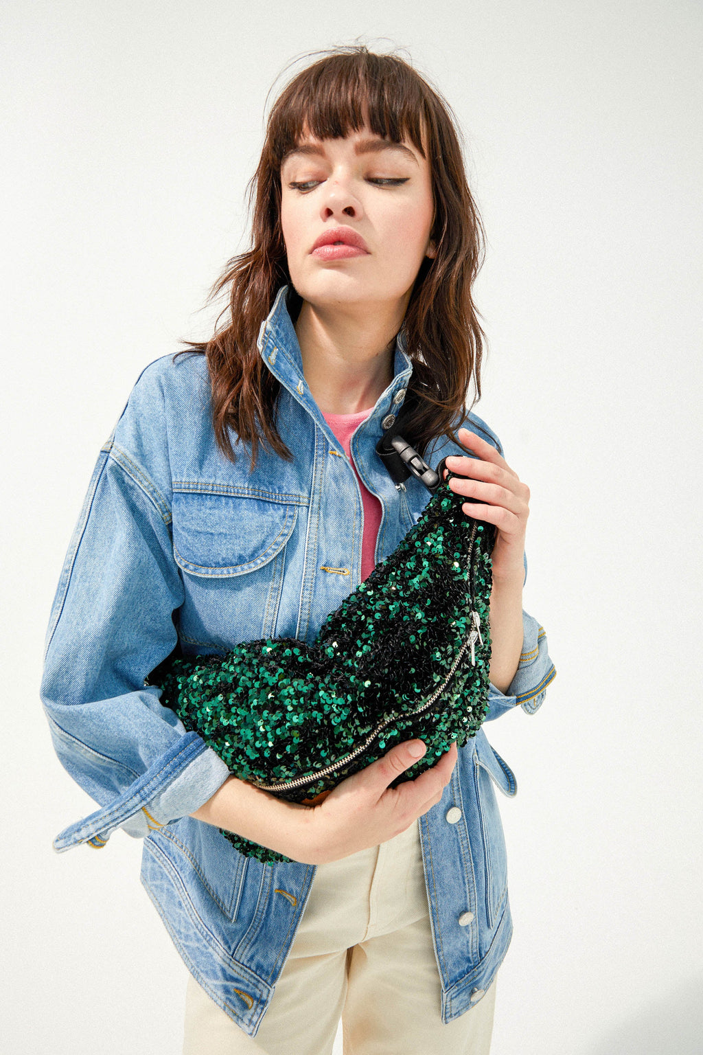 SAC BANANA SEQUINS VERTS