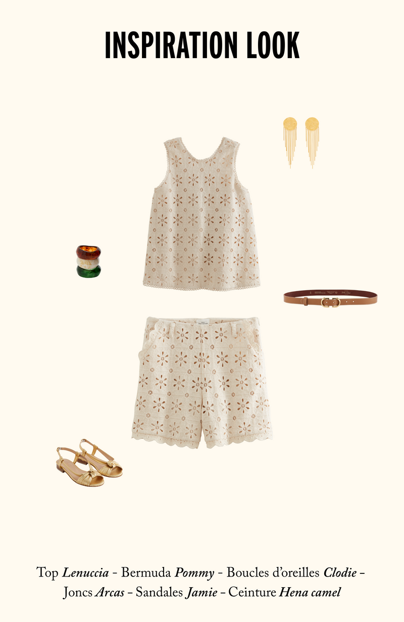 Short Ilario Crème Ajouré