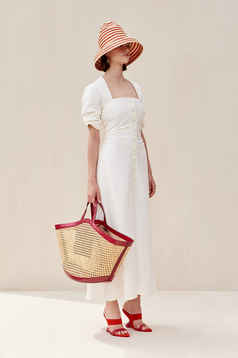 Robe Midi Karissa À Manches - Blanc Cassé