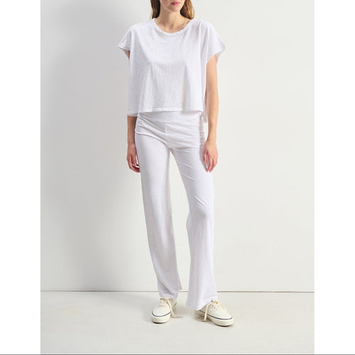T-Shirt Ample Droit Mc Col Rond - Blanc - Femme