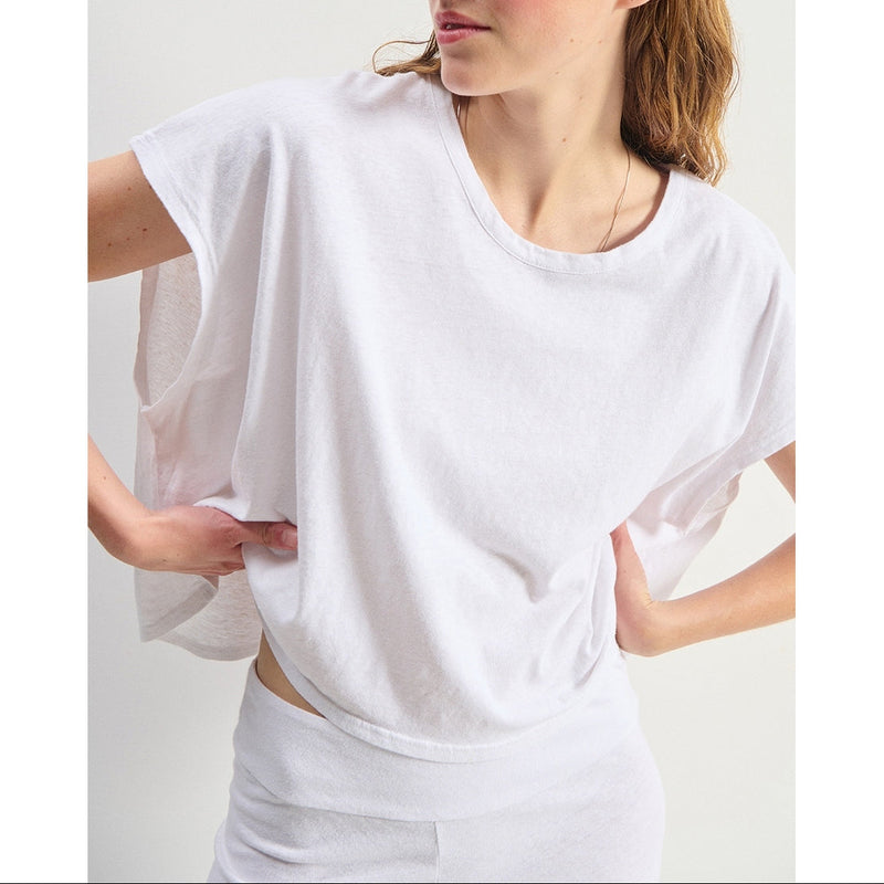 Loose Straight Mc Round Neck T-Shirt - White - Women