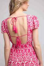 Vestido largo de manga corta - Rosa