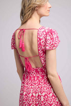 Vestido largo de manga corta - Rosa
