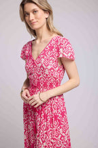 Vestido largo de manga corta - Rosa