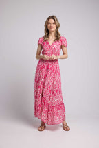 Vestido largo de manga corta - Rosa
