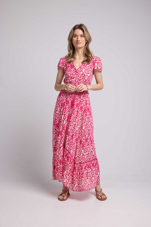 Vestido largo de manga corta - Rosa