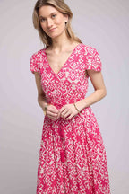 Vestido largo de manga corta - Rosa