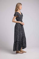 Robe Longue Manches Courtes - Noir