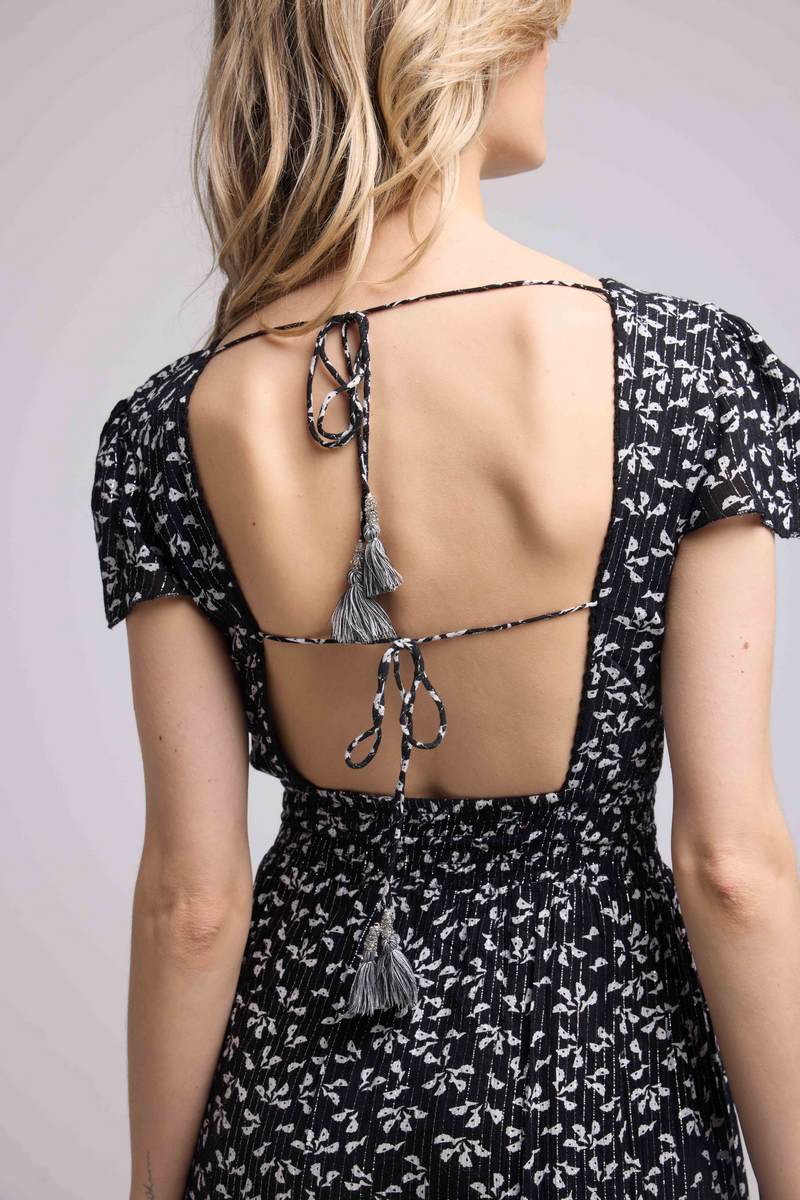 Robe Longue Manches Courtes - Noir