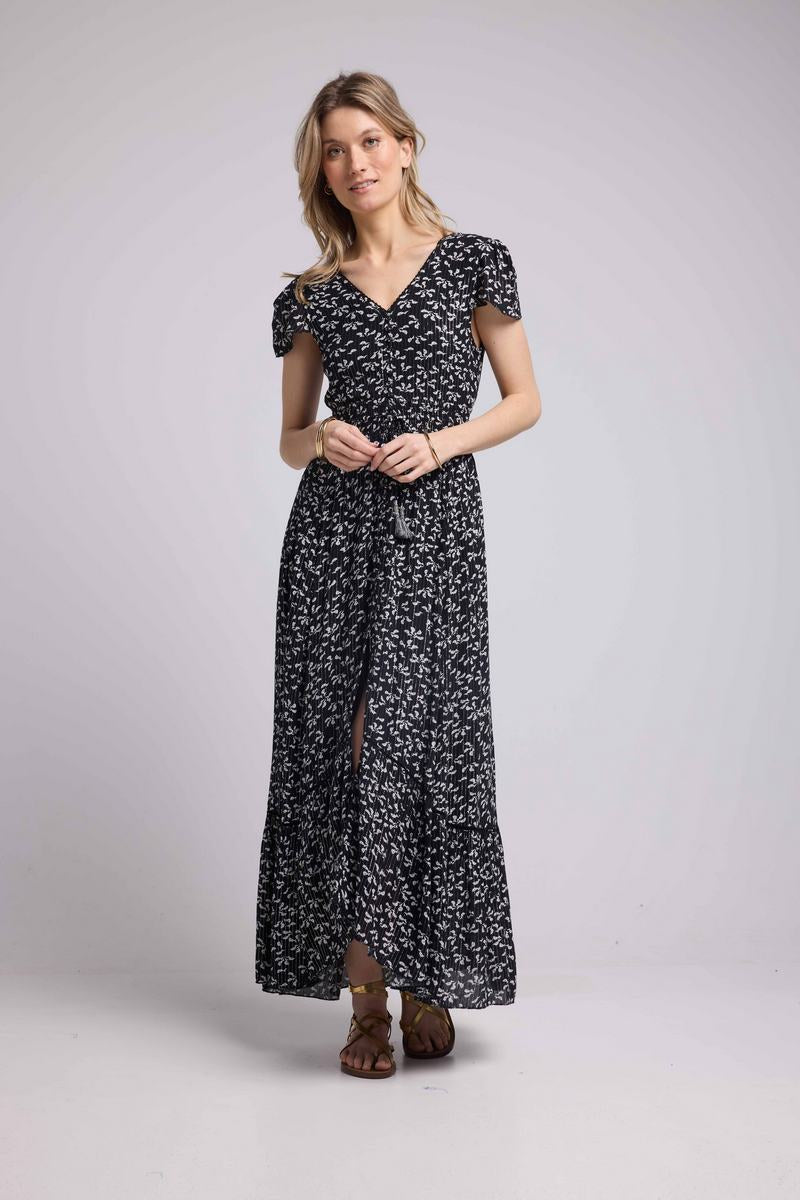 Robe Longue Manches Courtes - Noir