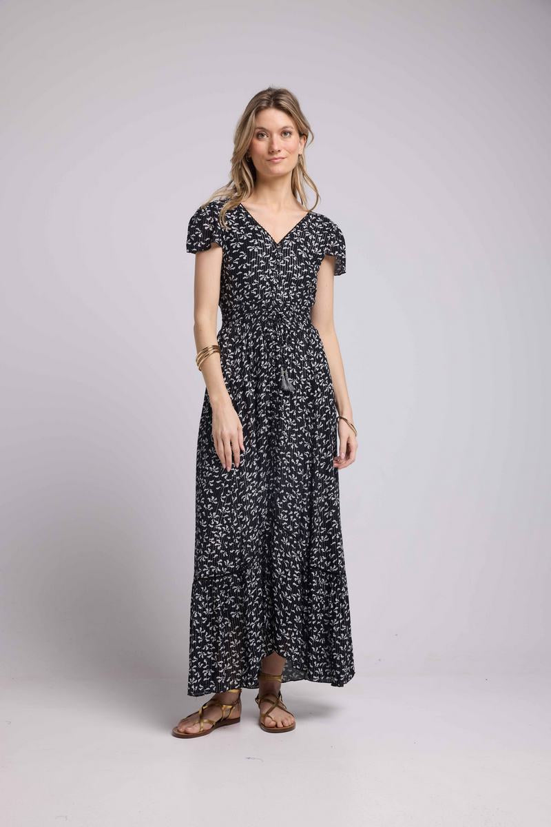 Robe Longue Manches Courtes - Noir