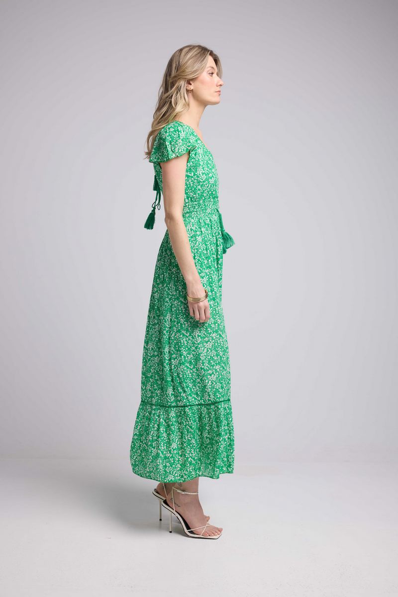Robe Longue Manches Courtes - Vert