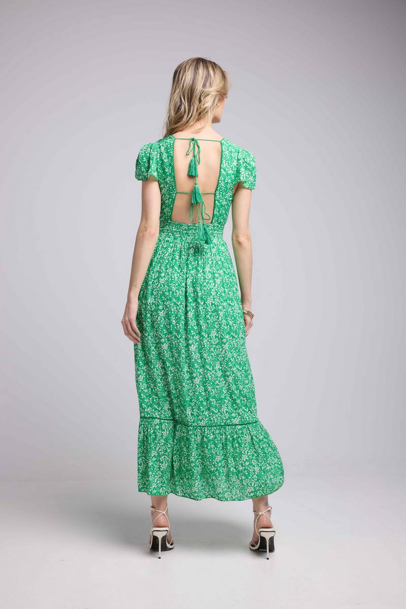 Robe Longue Manches Courtes - Vert