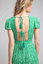 Robe Longue Manches Courtes - Vert