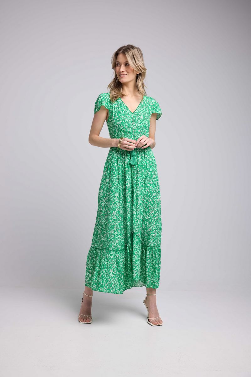 Robe Longue Manches Courtes - Vert