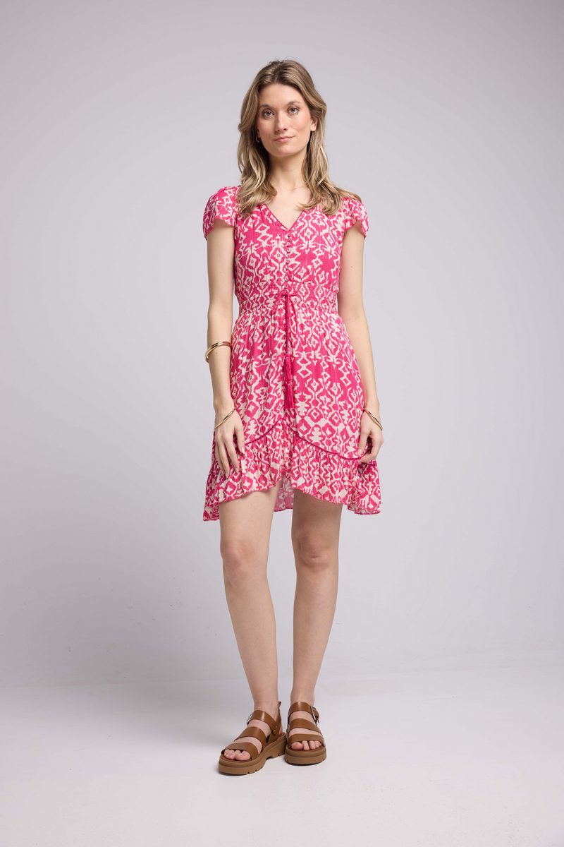 Vestido corto de manga corta - Rosa