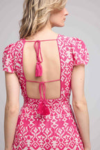 Vestido corto de manga corta - Rosa
