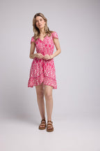 Vestido corto de manga corta - Rosa
