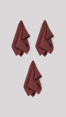 Lot De 3 Torchons - En Double Gaze De Coton - Rouille