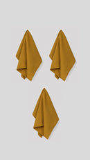 Lot De 3 Torchons - En Double Gaze De Coton - Jaune Safran