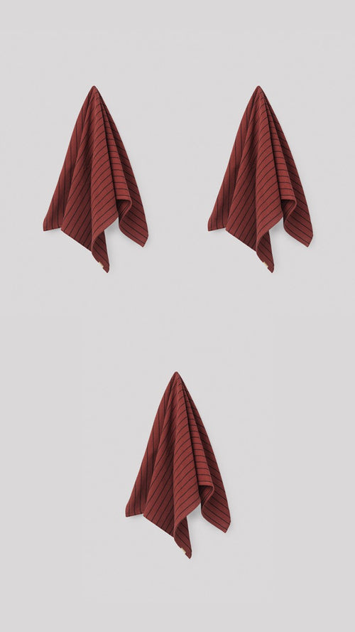 Lot De 3 Torchons À Rayures Rouille