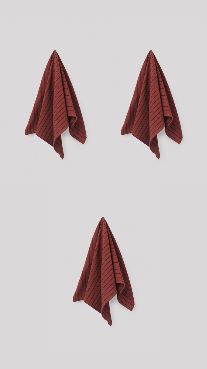 Lot De 3 Torchons À Rayures Rouille