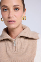 Lös Polokrage Louise Med Dragkedja - Beige Creme - Unisex