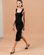 Robe Mi-Longue Louise - Noir